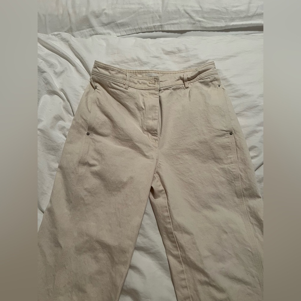 Aritzia Wilfred Cream Straight Leg Pants